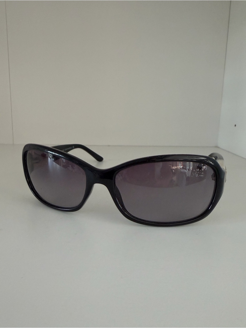 Armani Exchange Black Oversized Women's Sunglasses with Gray Lenses